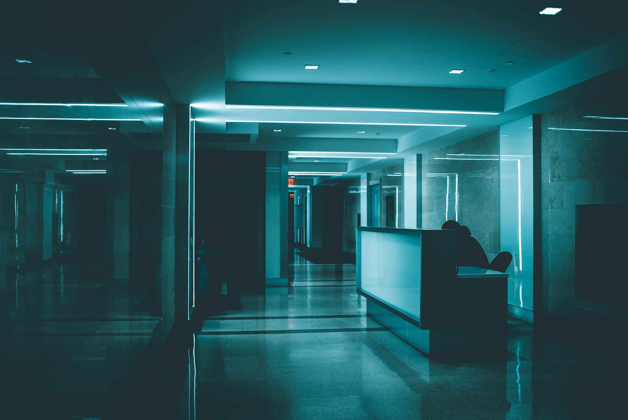 A clinical workspace in a hospital corridor